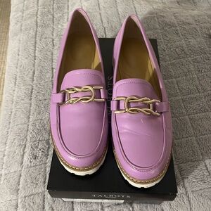 Leather purple loafers
